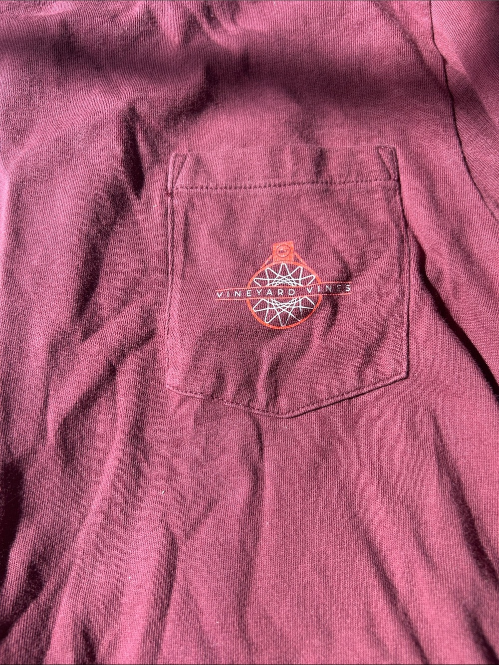 Vineyard Vines Long Sleeve Pocket Tee - Burgundy and Navy - Picture 2 of 4